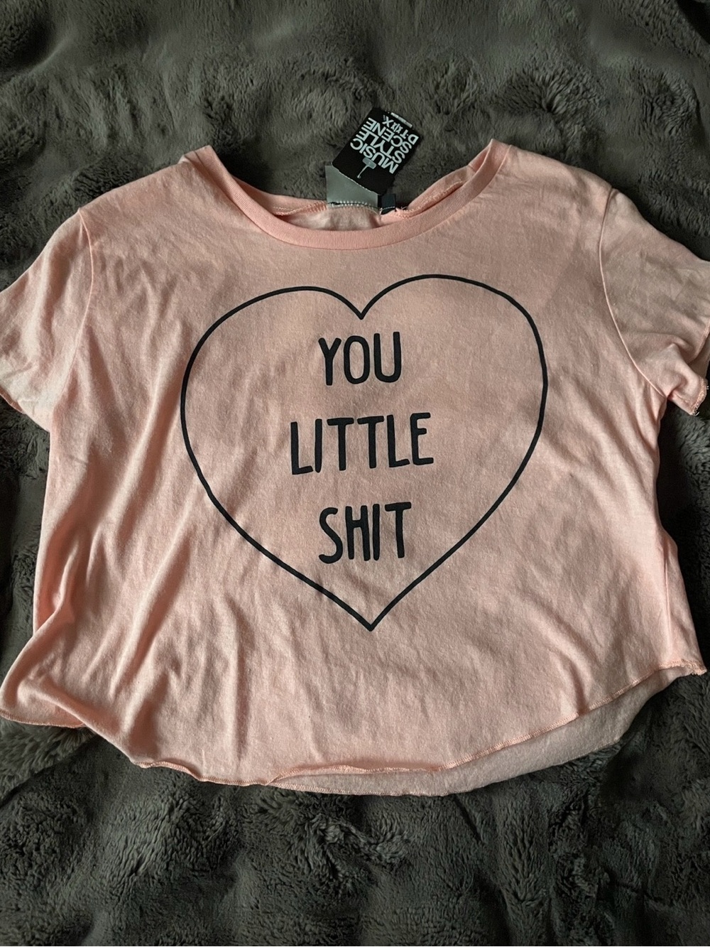 NWT Funny Cropped Peach Graphic Tee - Pink - Unbranded